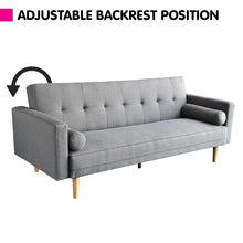 Load image into Gallery viewer, Sarantino Madison Sofa Bed Lounge Couch Futon Furniture Home Light Grey Linen Suite
