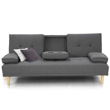 Load image into Gallery viewer, Sarantino Rochester Linen Fabric Sofa Bed Lounge Couch Futon Furniture Suite - Dark Grey
