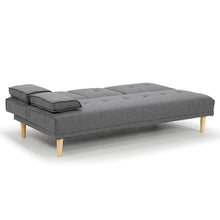Load image into Gallery viewer, Sarantino Rochester Linen Fabric Sofa Bed Lounge Couch Futon Furniture Suite - Dark Grey
