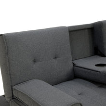 Load image into Gallery viewer, Sarantino Rochester Linen Fabric Sofa Bed Lounge Couch Futon Furniture Suite - Dark Grey
