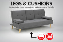 Load image into Gallery viewer, Sarantino Rochester Linen Fabric Sofa Bed Lounge Couch Futon Furniture Suite - Dark Grey
