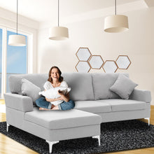 Load image into Gallery viewer, Sarantino Linen Corner Sofa Couch Lounge L-shape W/right Chaise Seat Light Grey
