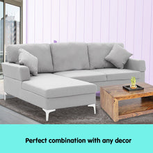 Load image into Gallery viewer, Sarantino Linen Corner Sofa Couch Lounge L-shape W/right Chaise Seat Light Grey
