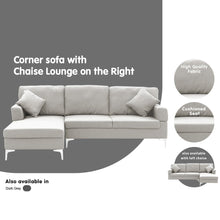 Load image into Gallery viewer, Sarantino Linen Corner Sofa Couch Lounge L-shape W/right Chaise Seat Light Grey
