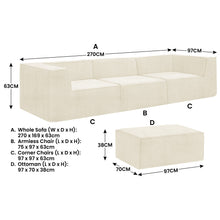 Load image into Gallery viewer, Sarantino Novi 3 - Seater Modular Sofa with Ottoman in Cream Non - Slip Bottom Lounge - The White Mall
