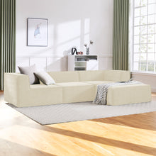 Load image into Gallery viewer, Sarantino Novi 3 - Seater Modular Sofa with Ottoman in Cream Non - Slip Bottom Lounge - The White Mall
