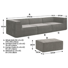 Load image into Gallery viewer, Sarantino Novi 3 - Seater Modular Sofa with Ottoman in Grey Non - Slip Bottom Lounge - The White Mall
