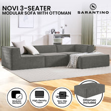 Load image into Gallery viewer, Sarantino Novi 3 - Seater Modular Sofa with Ottoman in Grey Non - Slip Bottom Lounge - The White Mall
