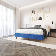 Load image into Gallery viewer, Velvet Blue Bed Frame – Single - The White Mall
