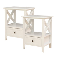 Load image into Gallery viewer, 2-tier Bedside Table with Storage Drawer 2 PC Rustic White
