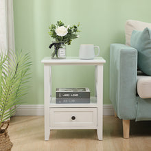 Load image into Gallery viewer, 2-tier Bedside Table with Storage Drawer 2 PC Rustic White
