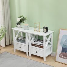 Load image into Gallery viewer, 2-tier Bedside Table with Storage Drawer 2 PC Rustic White
