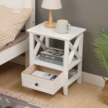 Load image into Gallery viewer, 2-tier Bedside Table with Storage Drawer 2 PC Rustic White
