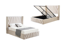 Load image into Gallery viewer, Allure Beige Velvet Gas Lift Bed - King
