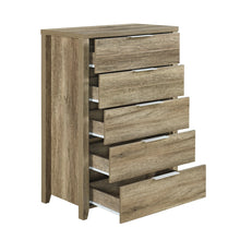 Load image into Gallery viewer, 4 Pieces Bedroom Suite Natural Wood Like MDF Structure Queen Size Oak Colour Bed, Bedside Table &amp; Tallboy
