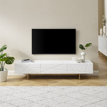 Load image into Gallery viewer, TV Cabinet MDF Glossy Storage Drawers Metal Base Entertainment Unit
