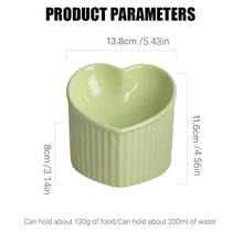 Load image into Gallery viewer, Love Shape Slanted Cat Bowl Ceramic Pet Bowl for Cats Food Water Feeding Dish - Black
