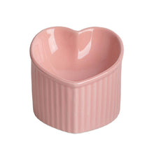 Load image into Gallery viewer, Love Shape Slanted Cat Bowl Ceramic Pet Bowl for Cats Food Water Feeding Dish - Black
