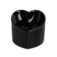 Load image into Gallery viewer, Love Shape Slanted Cat Bowl Ceramic Pet Bowl for Cats Food Water Feeding Dish - Black
