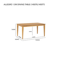 Load image into Gallery viewer, Allergo Dining Table 150cm Timber Dining Table - Natural
