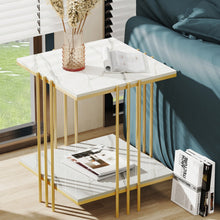 Load image into Gallery viewer, 2 Tier End Table Bedside Tables Sintered Stone Nightstand Display Storage Shelf
