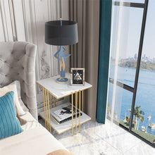 Load image into Gallery viewer, 2 Tier End Table Bedside Tables Sintered Stone Nightstand Display Storage Shelf
