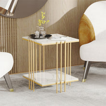 Load image into Gallery viewer, 2 Tier End Table Bedside Tables Sintered Stone Nightstand Display Storage Shelf
