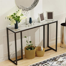 Load image into Gallery viewer, Modern Heavy Real Stone Console Table Hallway Entryway Table Metal Narrow Desk
