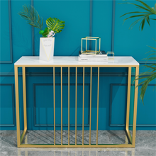 Load image into Gallery viewer, Narrow Console Sofa Entry Table Behind Couch Table Sintered Stone Golden Frame
