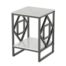 Load image into Gallery viewer, Sleek White Marble Side Table Sofa End Table Bedside Nightstand w Durable Frame
