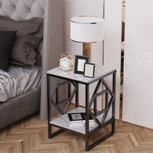 Load image into Gallery viewer, Sleek White Marble Side Table Sofa End Table Bedside Nightstand w Durable Frame
