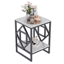 Load image into Gallery viewer, Sleek White Marble Side Table Sofa End Table Bedside Nightstand w Durable Frame
