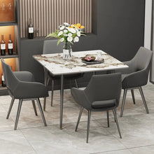 Load image into Gallery viewer, Glossy White Sintered Stone Dining Table With Black Metal Base Frame

