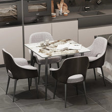 Load image into Gallery viewer, Glossy White Sintered Stone Dining Table With Black Metal Base Frame
