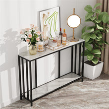 Load image into Gallery viewer, 2-Tier White Marble Entryway Console Table Extra Long Foyer Couch Table
