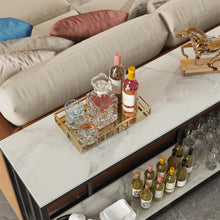 Load image into Gallery viewer, 2-Tier White Marble Entryway Console Table Extra Long Foyer Couch Table
