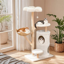 Load image into Gallery viewer, 142cm Large Tall Cat Tree Tower with Soft Flower Perch &amp; Condo - Multi-Level Cat Furniture for Kittens &amp; Adult Cats
