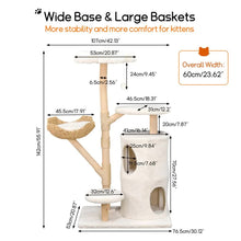 Load image into Gallery viewer, 142cm Large Tall Cat Tree Tower with Soft Flower Perch &amp; Condo - Multi-Level Cat Furniture for Kittens &amp; Adult Cats
