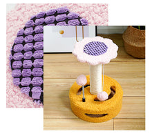 Load image into Gallery viewer, Green And Pink Sunflower Cat Scratching Post - 35cm Sisal Cat Tree with Plush Toys for Small Cats
