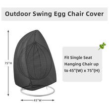 Load image into Gallery viewer, Black Heavy Duty Hanging Egg Chair Shield with Windproof Drawstring and Storage Bag - Waterproof &amp; Dustproof Garden Swing Chair Protector (Single Seat 190 x 115 CM)
