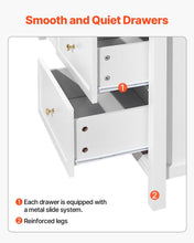 Load image into Gallery viewer, 9 Drawer Dresser, Wooden Chest of Drawers with Sliding and Anti-tip Device, Retro Minimalist Dresser Chest, Closet Storage TV Stand Organizer for Living Room, Hallway, Bedroom, Entryway, White
