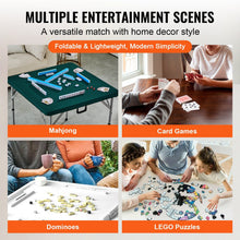 Load image into Gallery viewer, Mahjong Table, Fold-in-Half 4 Player Card Table with Wear-Resistant Green Tabletop, Portable Bi-Folding Square Domino Table with Carrying Handle for Outdoor Camping Picnic Party, 90 x90-inch
