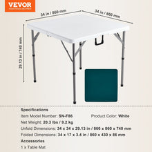 Load image into Gallery viewer, Mahjong Table, Fold-in-Half 4 Player Card Table with Wear-Resistant Green Tabletop, Portable Bi-Folding Square Domino Table with Carrying Handle for Outdoor Camping Picnic Party, 90 x90-inch

