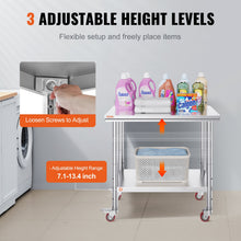 Load image into Gallery viewer, Stainless Steel Work Table 36x24 Inch with 4 Wheels Commercial Food Prep Worktable with Casters Heavy Duty Work Table for Commercial Kitchen Restaurant

