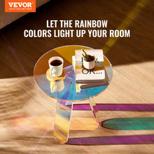 Load image into Gallery viewer, Round Iridescent Side Table, Acrylic End Table, Clear Rainbow Acrylic Coffee Table for Drink, Food, Snack used in Living Room, Bedroom, and Study
