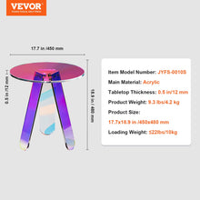 Load image into Gallery viewer, Round Iridescent Side Table, Acrylic End Table, Clear Rainbow Acrylic Coffee Table for Drink, Food, Snack used in Living Room, Bedroom, and Study
