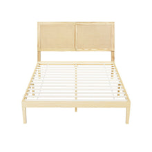 Load image into Gallery viewer, Artiss Bed Frame Queen Size with Rattan Headboard Wooden Bed Base BRUNO
