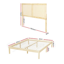 Load image into Gallery viewer, Artiss Bed Frame Queen Size with Rattan Headboard Wooden Bed Base BRUNO

