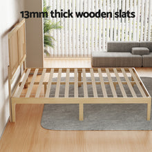 Load image into Gallery viewer, Artiss Bed Frame Queen Size with Rattan Headboard Wooden Bed Base BRUNO
