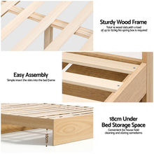 Load image into Gallery viewer, Artiss Single Bed Frame with 2 Storage Drawers Platform Bed Base with USB Ports Sturdy Wooden Slat Support Natural - The White Mall
